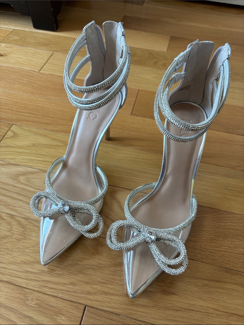 Rhinestone bow heels
